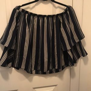 Blue striped off should top